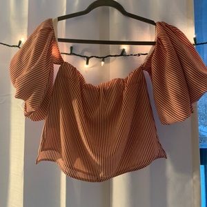 Off the shoulder pinstripe top